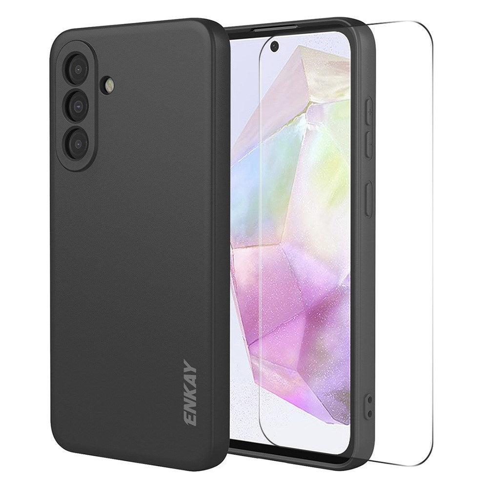 Samsung Galaxy A37 ENKAY Silikon Skal med Skärmskydd - Svart
