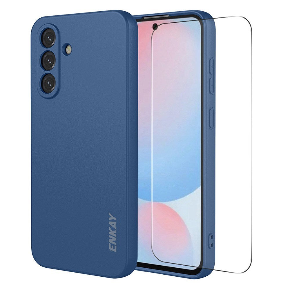 Samsung Galaxy A57 ENKAY Silikon Skal med Skärmskydd - Blå