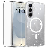 Samsung Galaxy S26+ (Plus) EIDERWOOD Magnetiskt Plast Glitter Skal m. Skärmskyddsglas – MagSafe Kompatibel – Genomskinlig