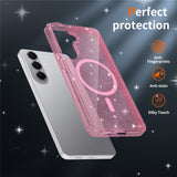 Samsung Galaxy S26+ (Plus) EIDERWOOD Magnetiskt Plast Glitter Skal m. Skärmskyddsglas – MagSafe Kompatibel – Genomskinlig / Rosa