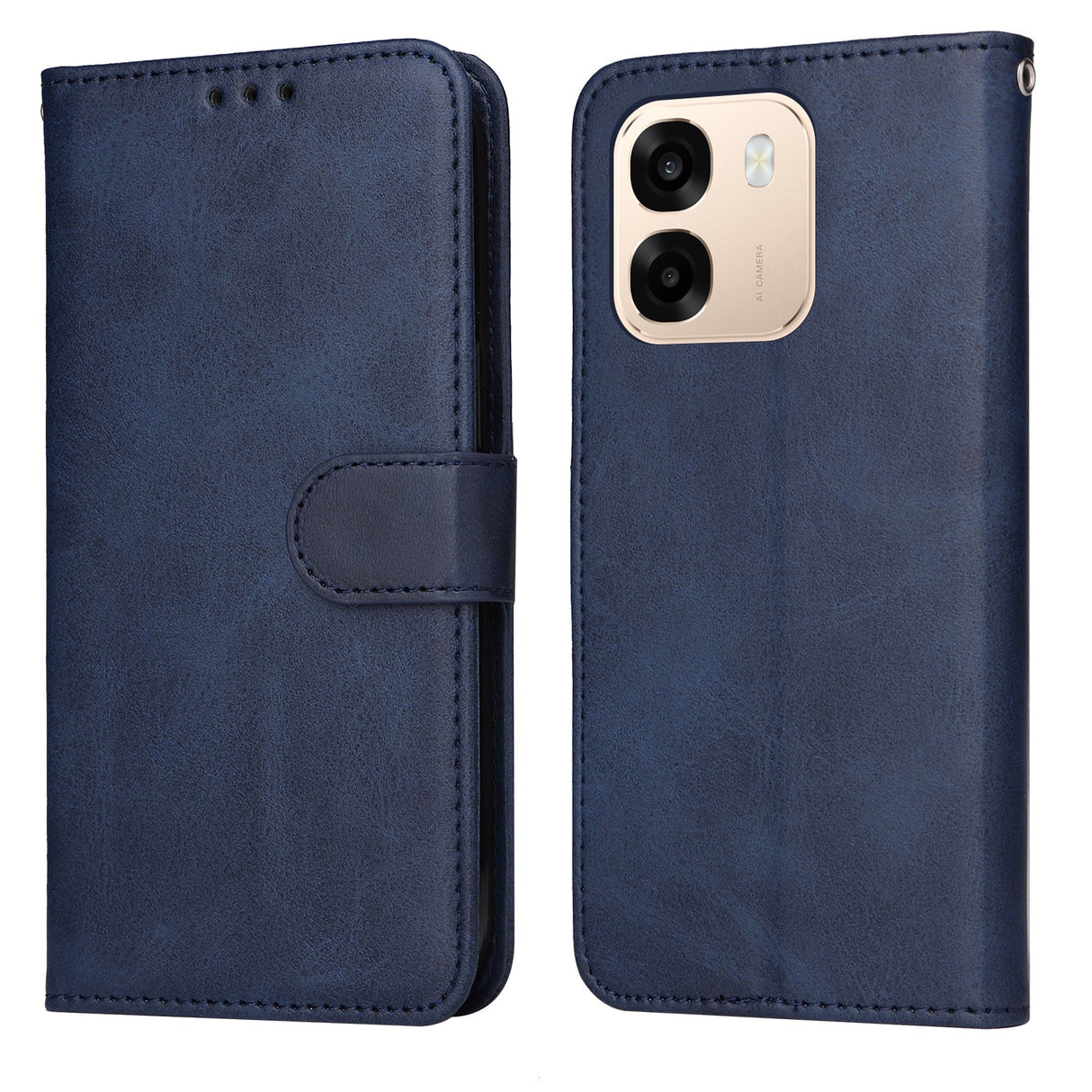 OPPO A6x EIDERWOOD Konstläder Fodral med Kortfack & Stativfunktion - Blå