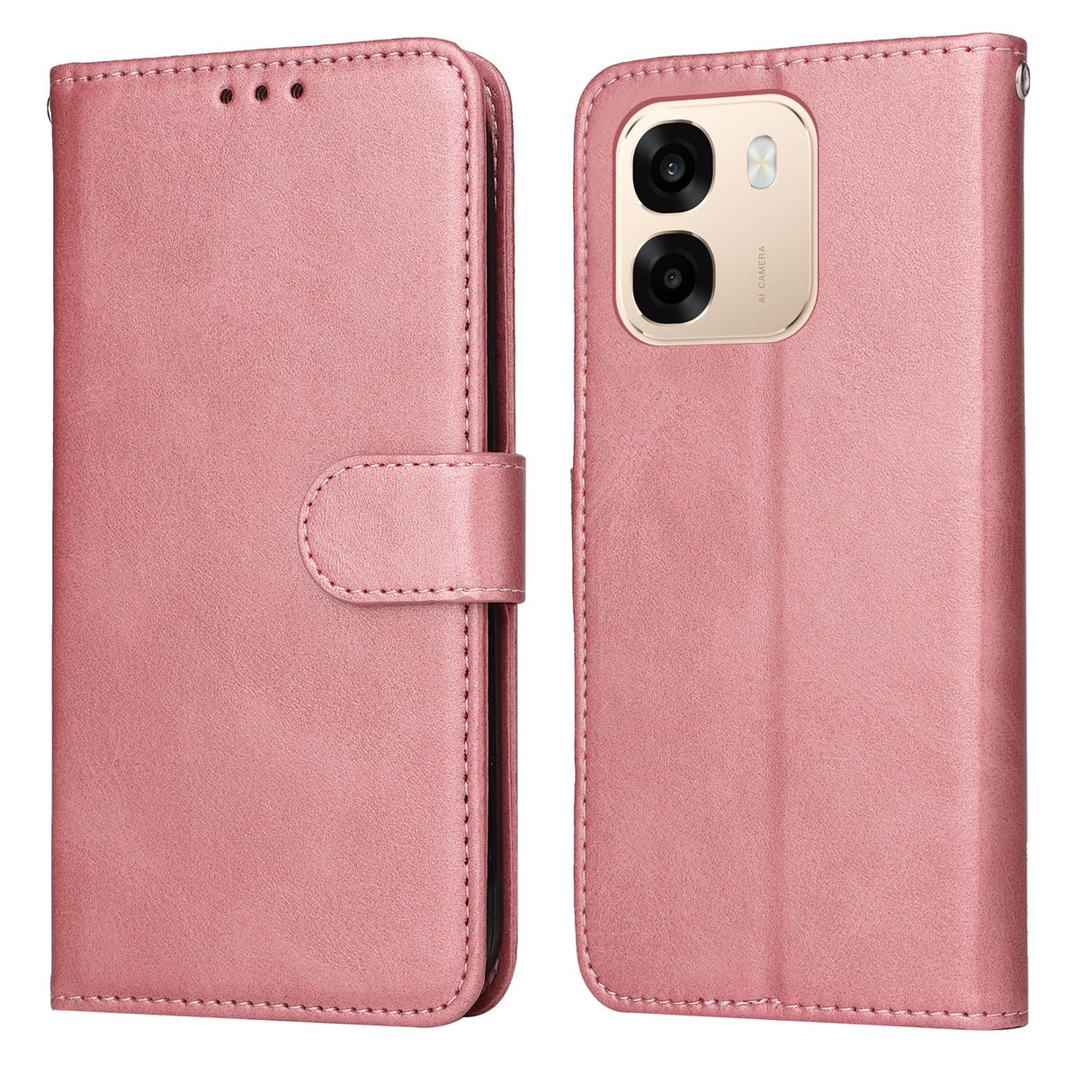 OPPO A6x EIDERWOOD Konstläder Fodral med Kortfack & Stativfunktion - Rosa