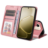 OPPO A6x EIDERWOOD Konstläder Fodral med Kortfack & Stativfunktion - Rosa