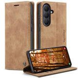 Samsung Galaxy S26 CASEME Konstläder Fodral m. Stativfunktion & Korthållare - Ljusbrun