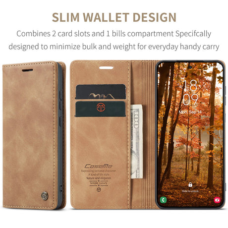 Samsung Galaxy S26 CASEME Konstläder Fodral m. Stativfunktion & Korthållare - Brun