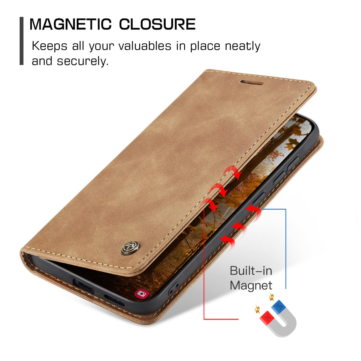Samsung Galaxy S26 CASEME Konstläder Fodral m. Stativfunktion & Korthållare - Ljusbrun