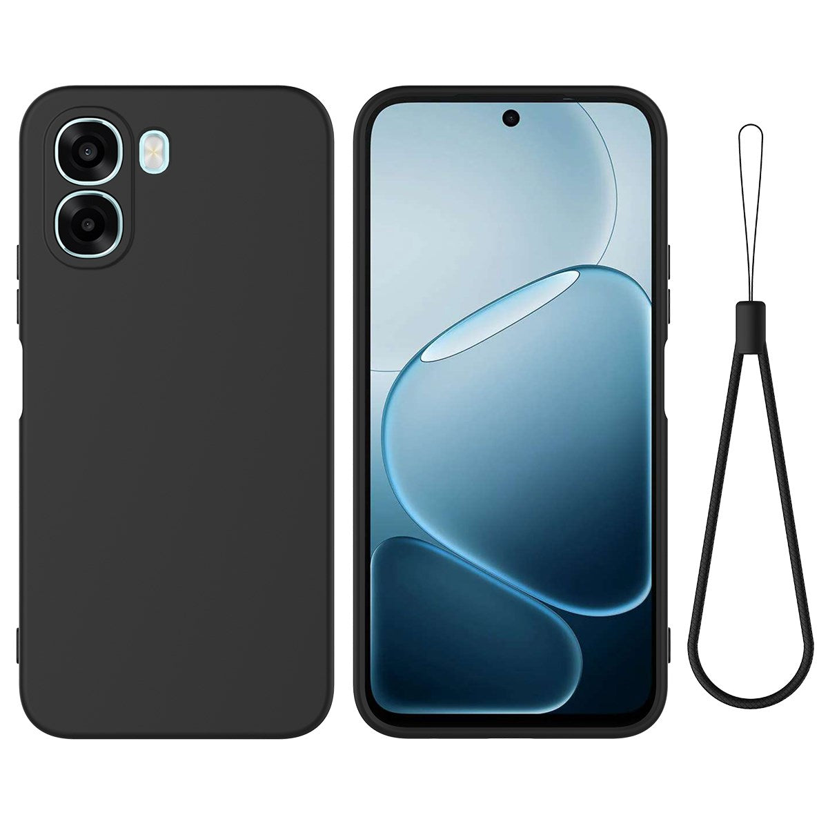 OPPO A6x EIDERWOOD Silikon Skal med Rem - Svart