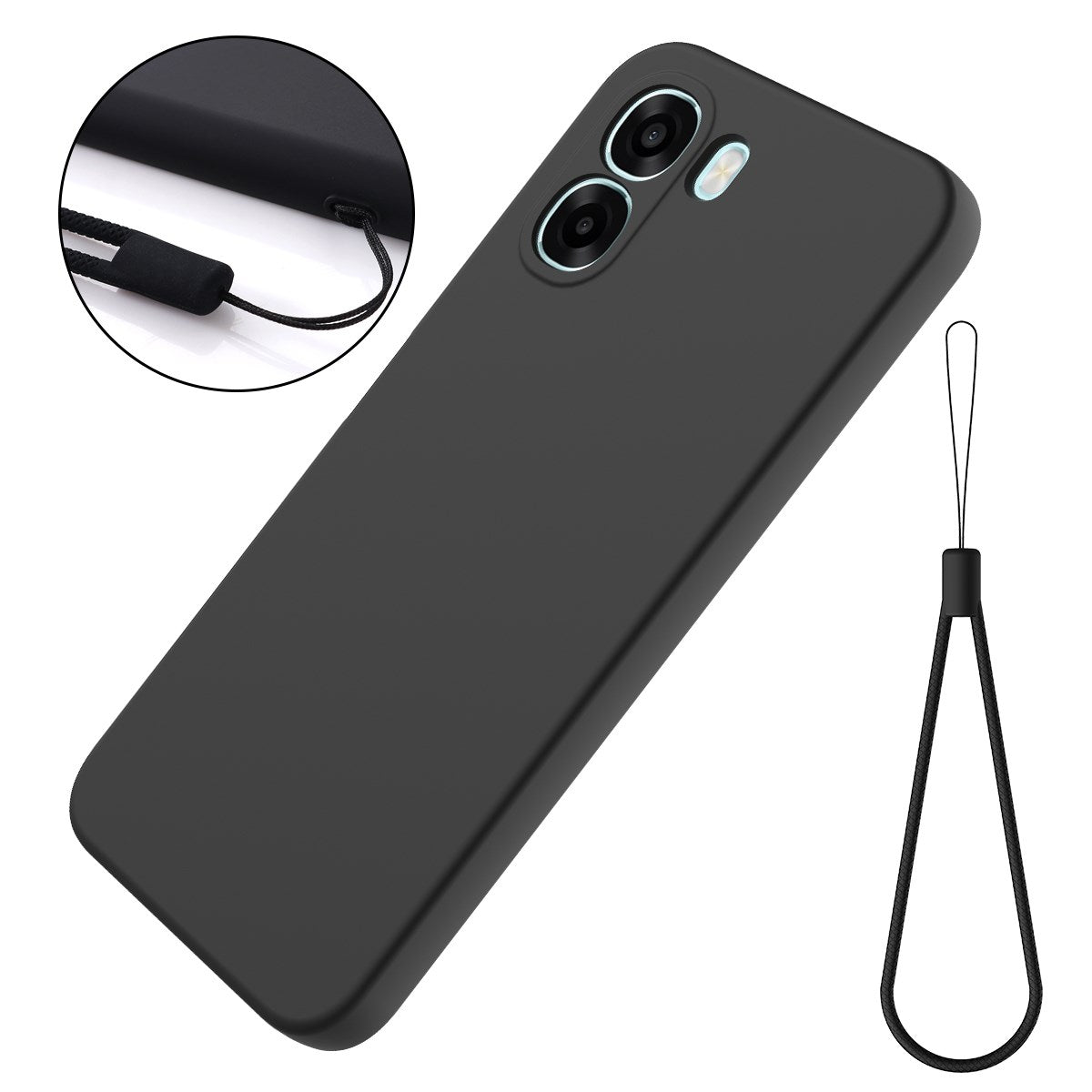 OPPO A6x EIDERWOOD Silikon Skal med Rem - Svart