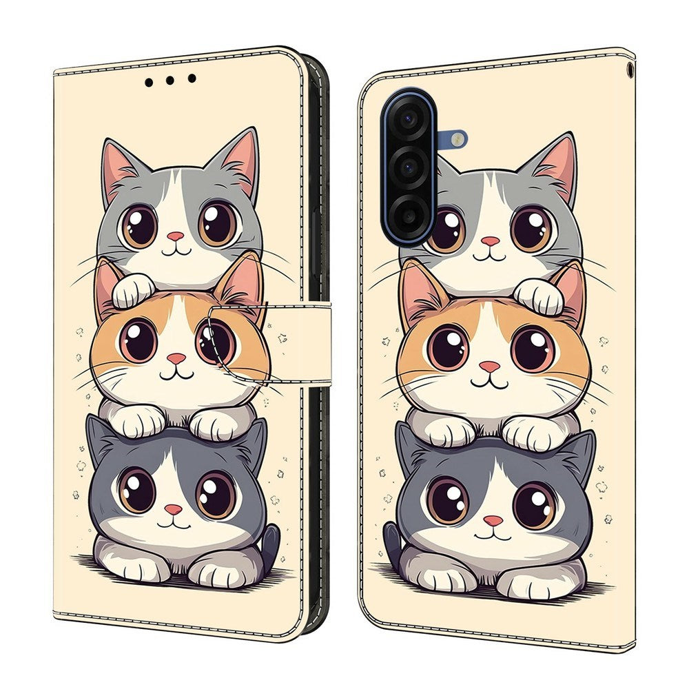 Samsung Galaxy A37 EIDERWOOD Konstläder Fodral med Inbyggd Korthållare & Stativfunktion - Katter
