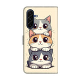 Samsung Galaxy A37 EIDERWOOD Konstläder Fodral med Inbyggd Korthållare & Stativfunktion - Katter