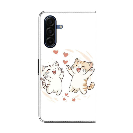 Samsung Galaxy A37 EIDERWOOD Konstläder Fodral med Inbyggd Korthållare & Stativfunktion - Katter & Hjärtan