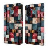 Samsung Galaxy A57 EIDERWOOD Konstläder Fodral med Inbyggd Korthållare & Stativfunktion - Färgglada Rutor