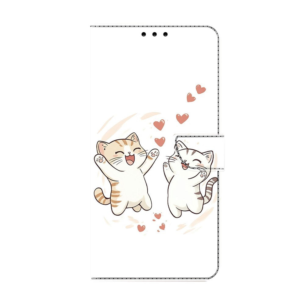 Samsung Galaxy A57 EIDERWOOD Konstläder Fodral med Inbyggd Korthållare & Stativfunktion - Katter & Hjärtan