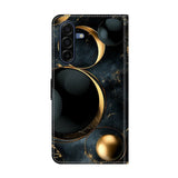 Samsung Galaxy A57 EIDERWOOD Konstläder Fodral med Inbyggd Korthållare & Stativfunktion - Guldringar