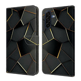 Samsung Galaxy A57 EIDERWOOD Konstläder Fodral med Inbyggd Korthållare & Stativfunktion - Svart / Guld