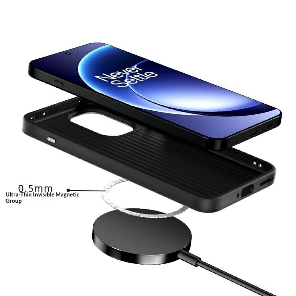 OnePlus 15R EIDERWOOD Magnetiskt Carbon Skal - MagSafe Kompatibel - Svart / Silver