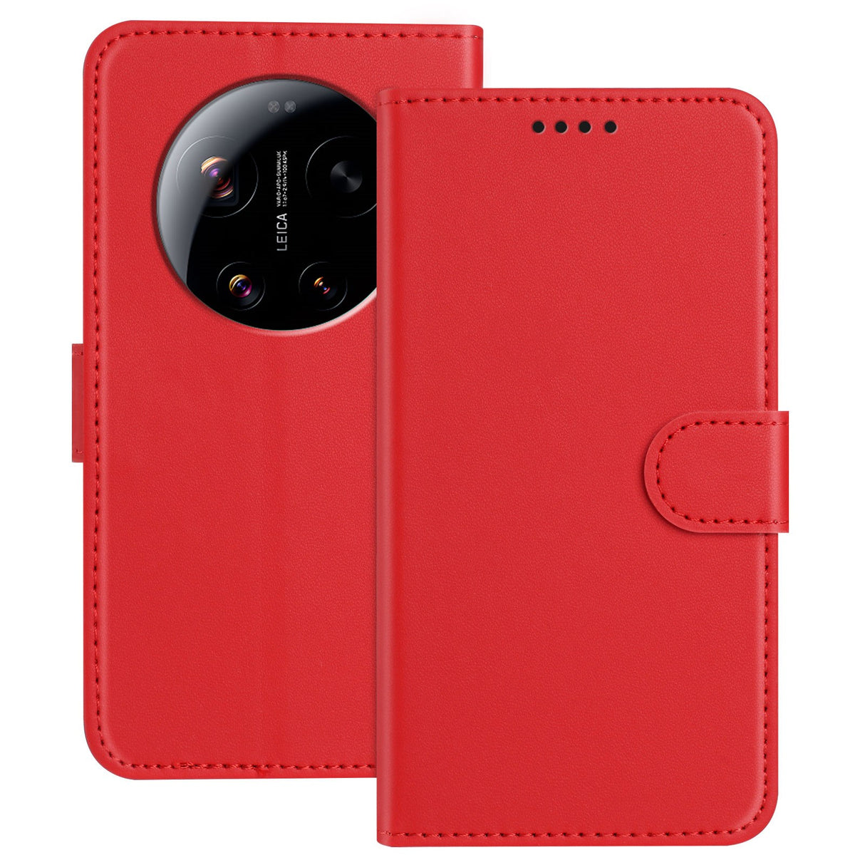 Xiaomi 17 Ultra EIDERWOOD Konstläder Fodral m. Korthållare & Stativfunktion - Röd