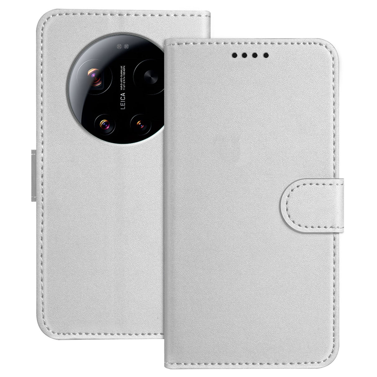 Xiaomi 17 Ultra EIDERWOOD Konstläder Fodral m. Korthållare & Stativfunktion - Silver
