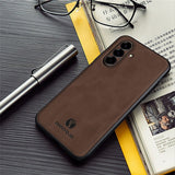 Samsung Galaxy A27 EIDERWOOD Hybrid Skal med Konstläder - Vinrött