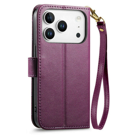 iPhone 18 Pro / 17 Pro EIDERWOOD Konstläder Fodral m. Textur & Rem - Lila