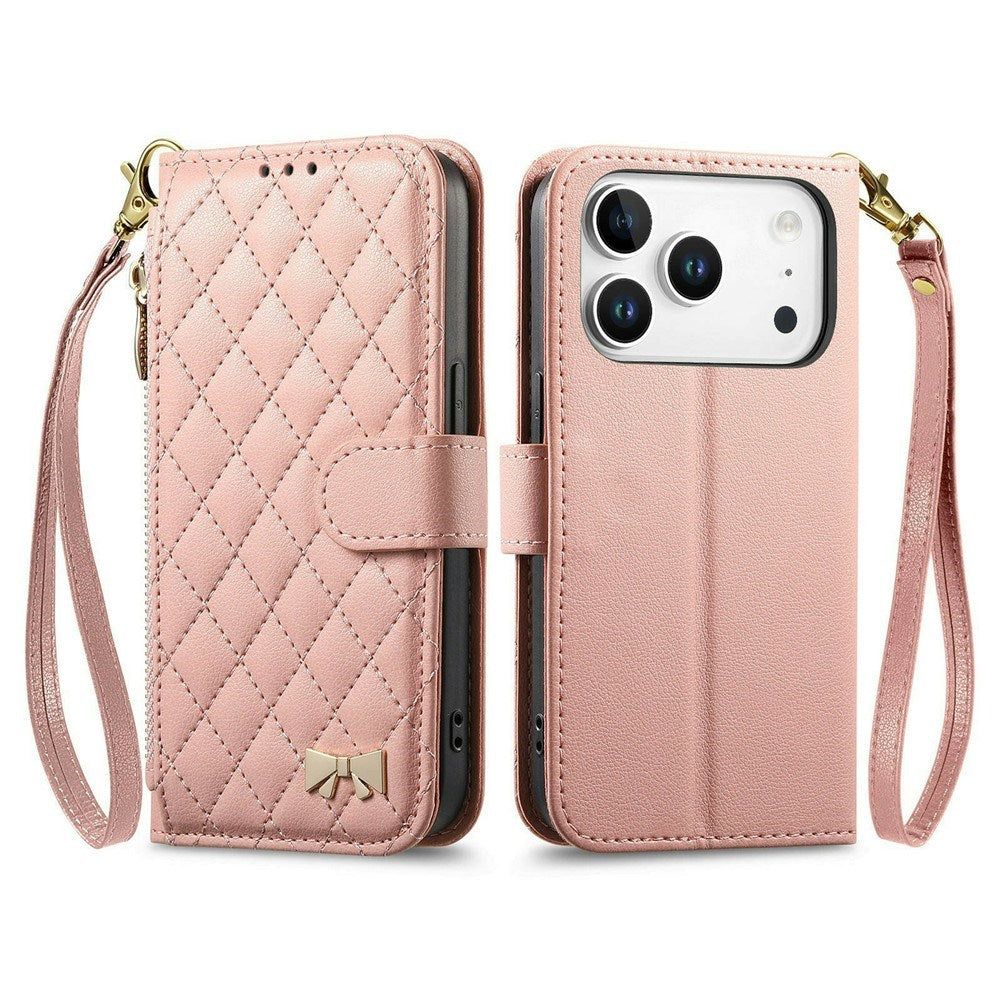 iPhone 18 Pro / 17 Pro EIDERWOOD Konstläder Fodral m. Textur & Rem - Rosa