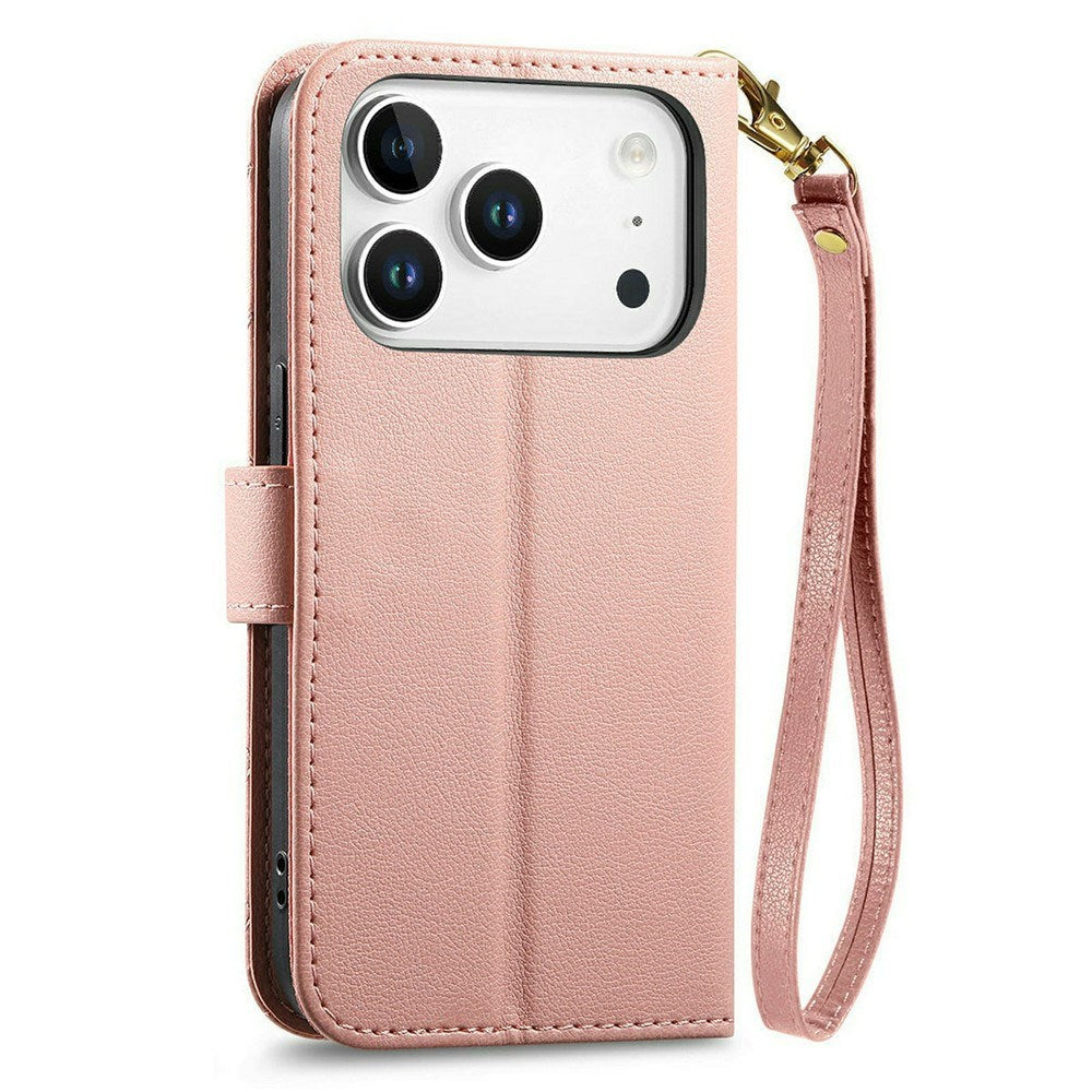 iPhone 18 Pro / 17 Pro EIDERWOOD Konstläder Fodral m. Textur & Rem - Rosa