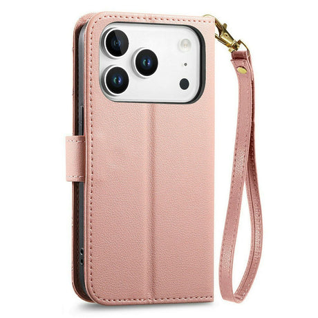 iPhone 18 Pro / 17 Pro EIDERWOOD Konstläder Fodral m. Textur & Rem - Rosa