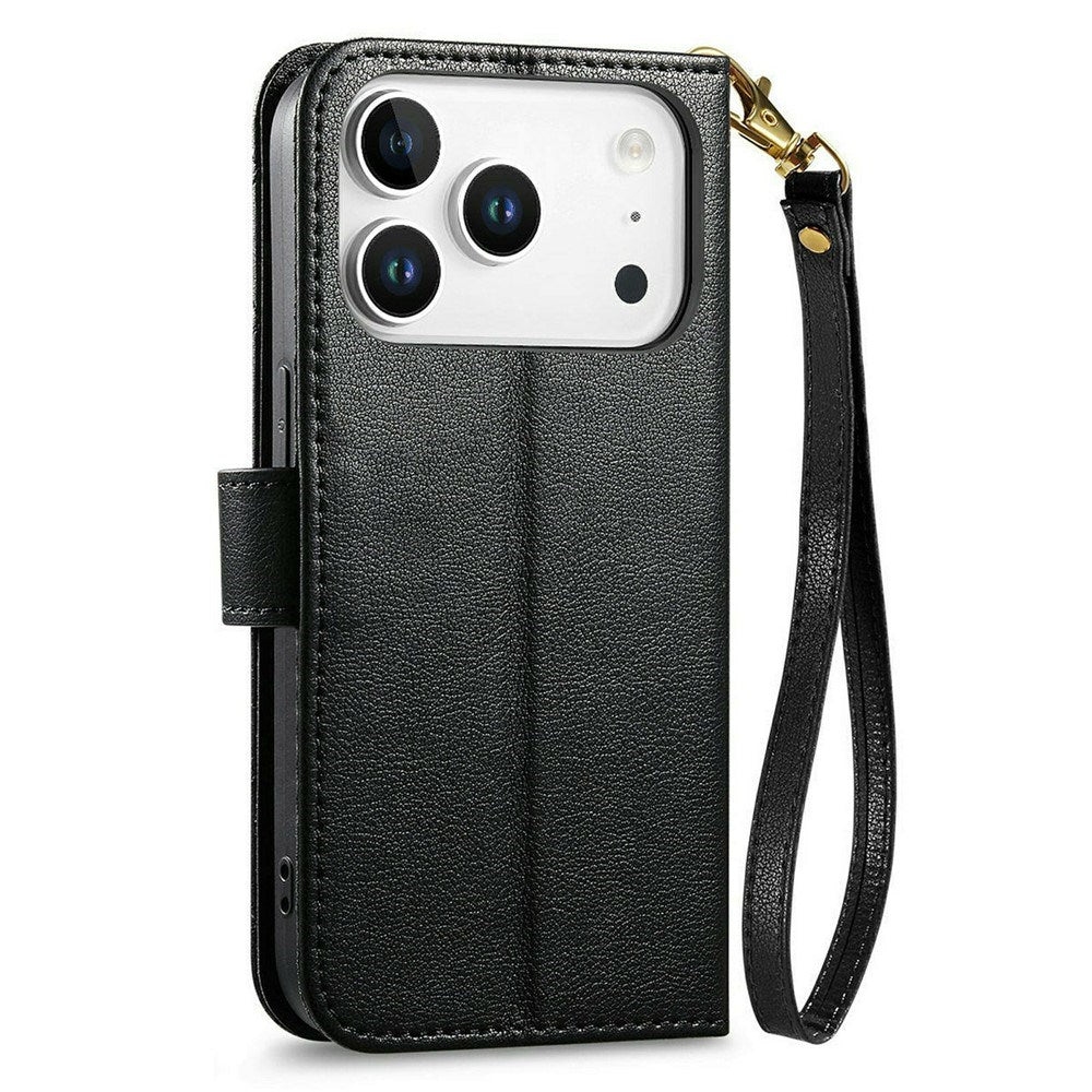 iPhone 18 Pro / 17 Pro EIDERWOOD Konstläder Fodral m. Textur & Rem - Svart