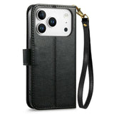 iPhone 18 Pro / 17 Pro EIDERWOOD Konstläder Fodral m. Textur & Rem - Svart