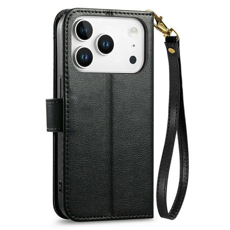 iPhone 18 Pro / 17 Pro EIDERWOOD Konstläder Fodral m. Textur & Rem - Svart