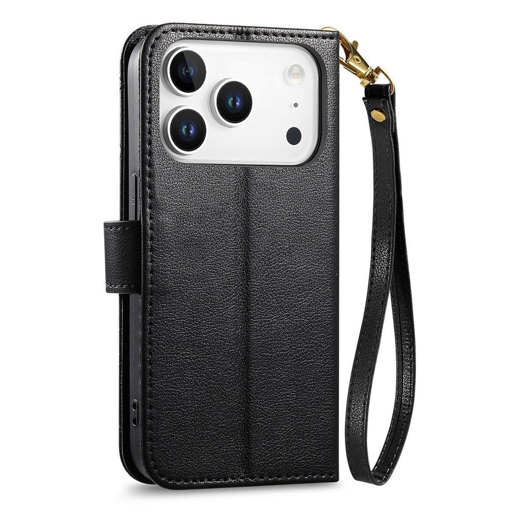 iPhone 18 Pro Max / 17 Pro Max EIDERWOOD Konstläder Fodral m. Textur & Rem - Svart