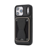 iPhone 17 Pro EIDERWOOD Konstläder Bakside Skal m. Korthållare & Stativfunktion - MagSafe Kompatibel - Svart
