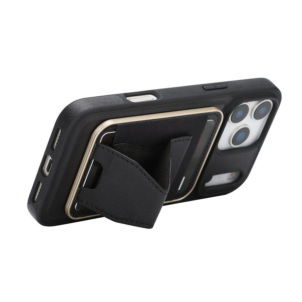 iPhone 17 Pro EIDERWOOD Konstläder Bakside Skal m. Korthållare & Stativfunktion - MagSafe Kompatibel - Svart