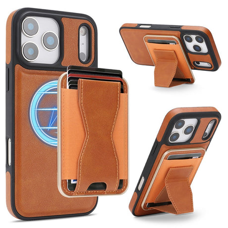 iPhone 17 Pro EIDERWOOD Konstläder Bakside Skal m. Korthållare & Stativfunktion - MagSafe Kompatibel - Brun