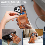 iPhone 17 Pro EIDERWOOD Konstläder Bakside Skal m. Korthållare & Stativfunktion - MagSafe Kompatibel - Brun