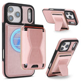 iPhone 17 Pro EIDERWOOD Konstläder Bakside Skal m. Korthållare & Stativfunktion - MagSafe Kompatibel - Rosa