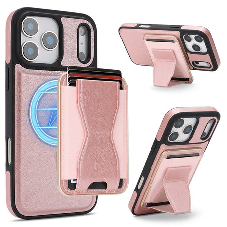 iPhone 17 Pro EIDERWOOD Konstläder Bakside Skal m. Korthållare & Stativfunktion - MagSafe Kompatibel - Rosa