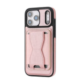 iPhone 17 Pro EIDERWOOD Konstläder Bakside Skal m. Korthållare & Stativfunktion - MagSafe Kompatibel - Rosa