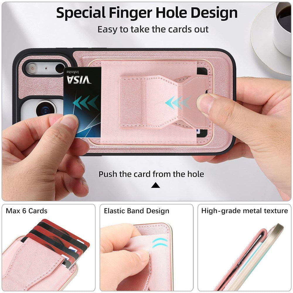 iPhone 17 Pro EIDERWOOD Konstläder Bakside Skal m. Korthållare & Stativfunktion - MagSafe Kompatibel - Rosa