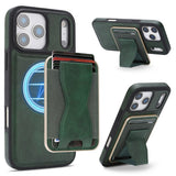 iPhone 17 Pro EIDERWOOD Konstläder Bakside Skal m. Korthållare & Stativfunktion - MagSafe Kompatibel - Grön