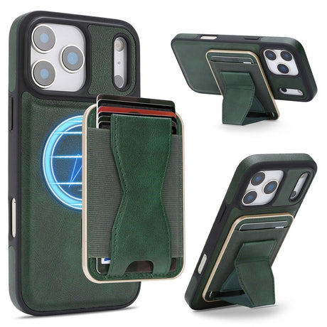 iPhone 17 Pro EIDERWOOD Konstläder Bakside Skal m. Korthållare & Stativfunktion - MagSafe Kompatibel - Grön