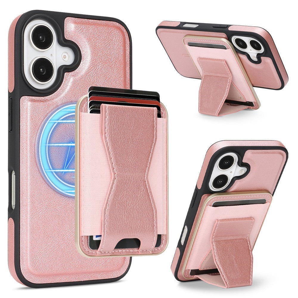 iPhone 17 EIDERWOOD Konstläder Bakside Skal m. Korthållare & Stativfunktion - MagSafe Kompatibel - Rosa