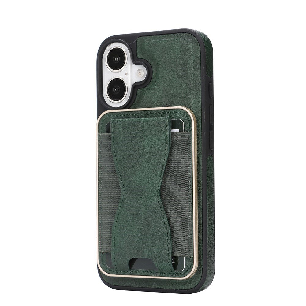 iPhone 17 EIDERWOOD Konstläder Bakside Skal m. Korthållare & Stativfunktion - MagSafe Kompatibel - Grön