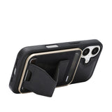iPhone 17 EIDERWOOD Konstläder Bakside Skal m. Korthållare & Stativfunktion - MagSafe Kompatibel - Svart