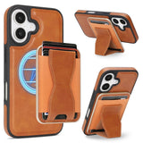 iPhone 17 EIDERWOOD Konstläder Bakside Skal m. Korthållare & Stativfunktion - MagSafe Kompatibel - Brun