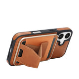 iPhone 17 EIDERWOOD Konstläder Bakside Skal m. Korthållare & Stativfunktion - MagSafe Kompatibel - Brun