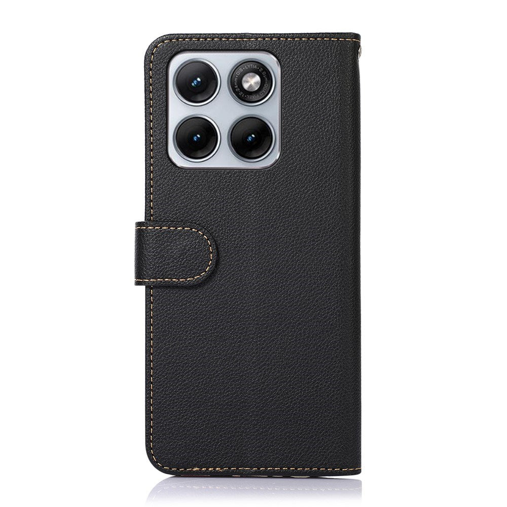 Motorola Edge 70 Fusion EIDERWOOD Konstläder Fodral med Rem – Svart
