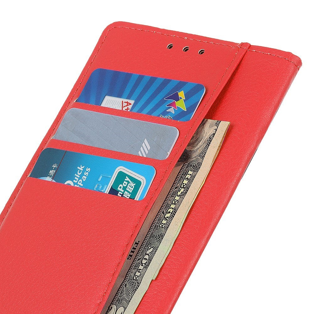 Motorola Edge 70 Fusion EIDERWOOD Konstläder Fodral m. Korthållare & Ställfunktion – Röd