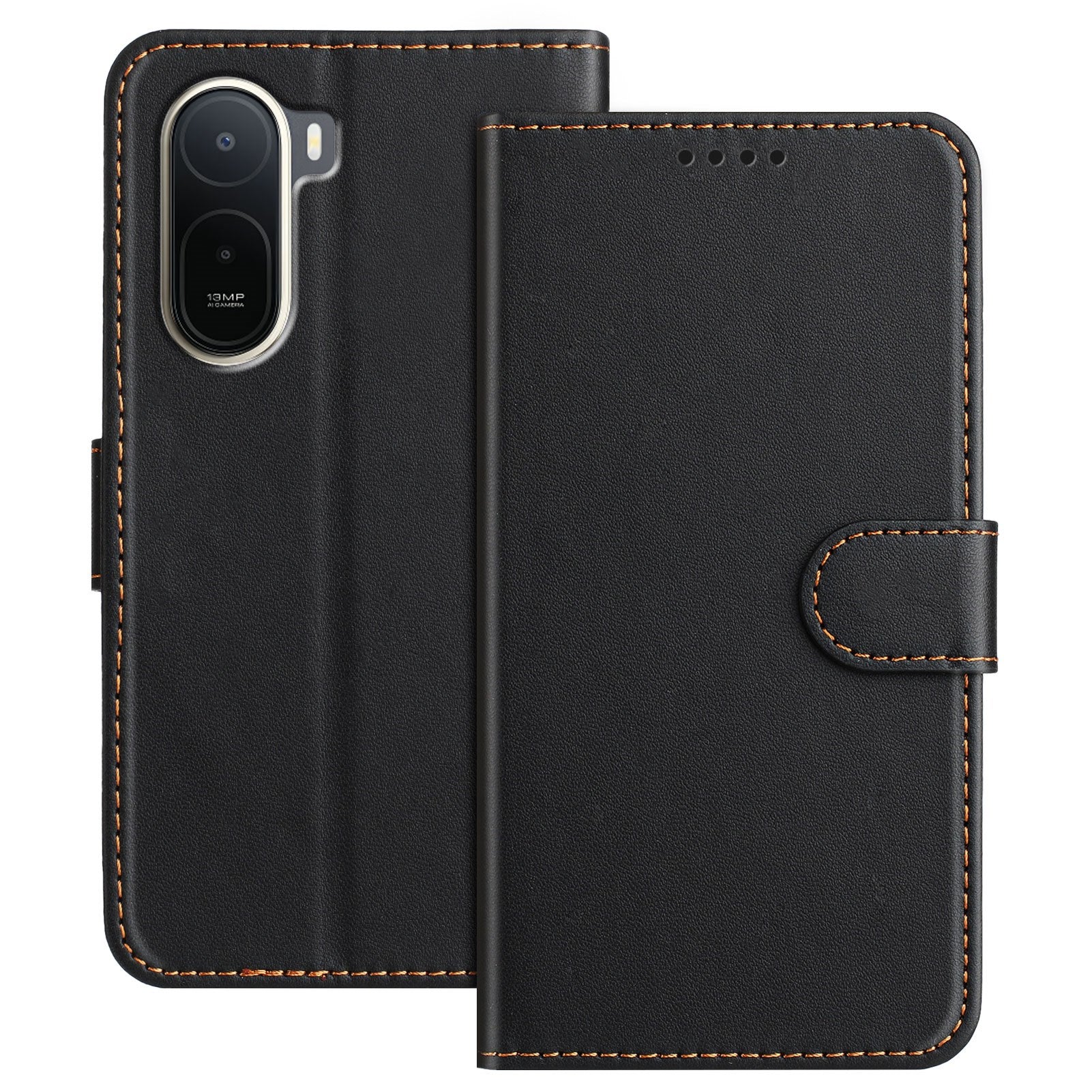 Xiaomi Redmi A7 Pro EIDERWOOD Konstläder Fodral m. Korthållare & Stativfunktion - Svart