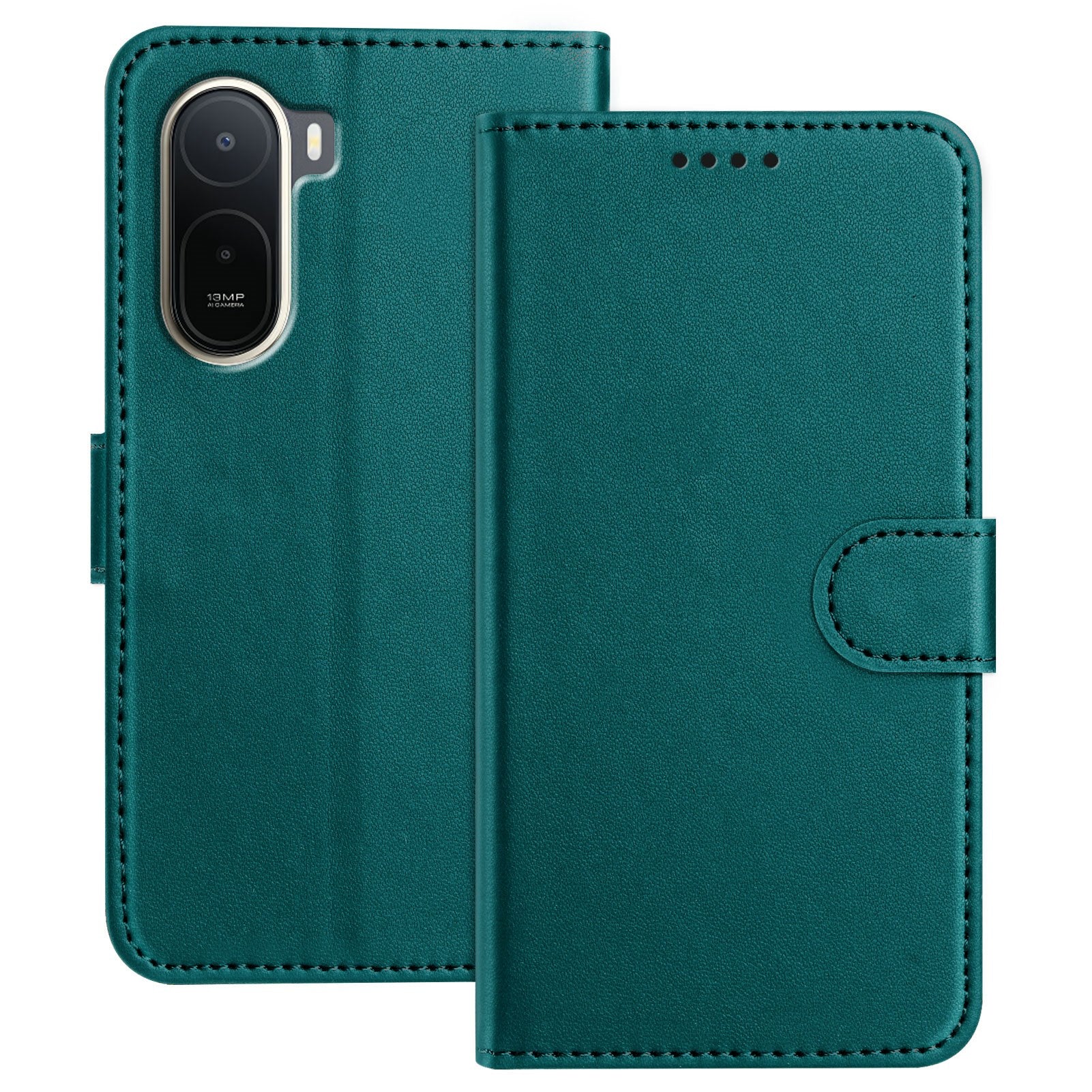 Xiaomi Redmi A7 Pro EIDERWOOD Konstläder Fodral m. Korthållare & Stativfunktion - Grön